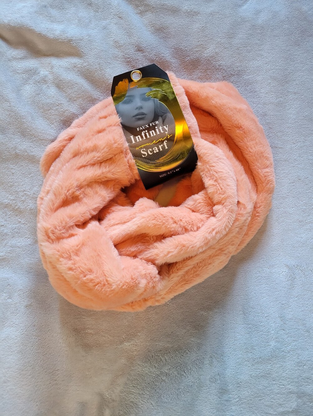 BLUE STAR | Peach Faux Fur Infinity Scarf